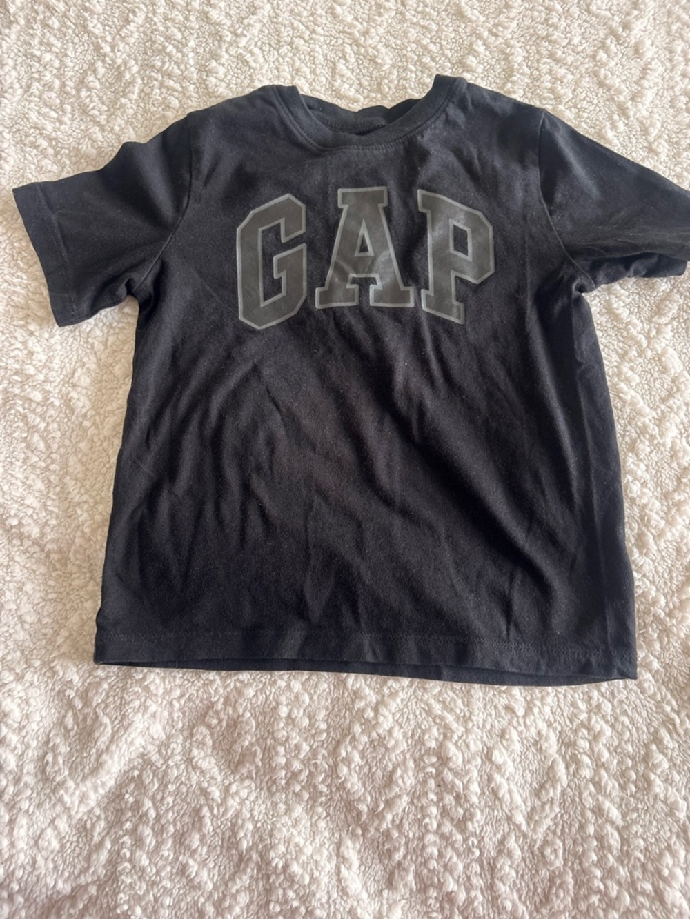GAP Black Short Sleeve Logo Tee with Grey Lettering